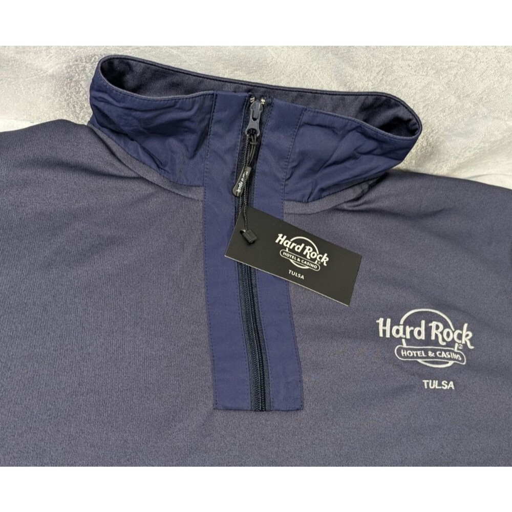 Hard Rock Hotel Casino Tulsa Men's 3XL Slate Navy 1/4 Zip Pullover NWT